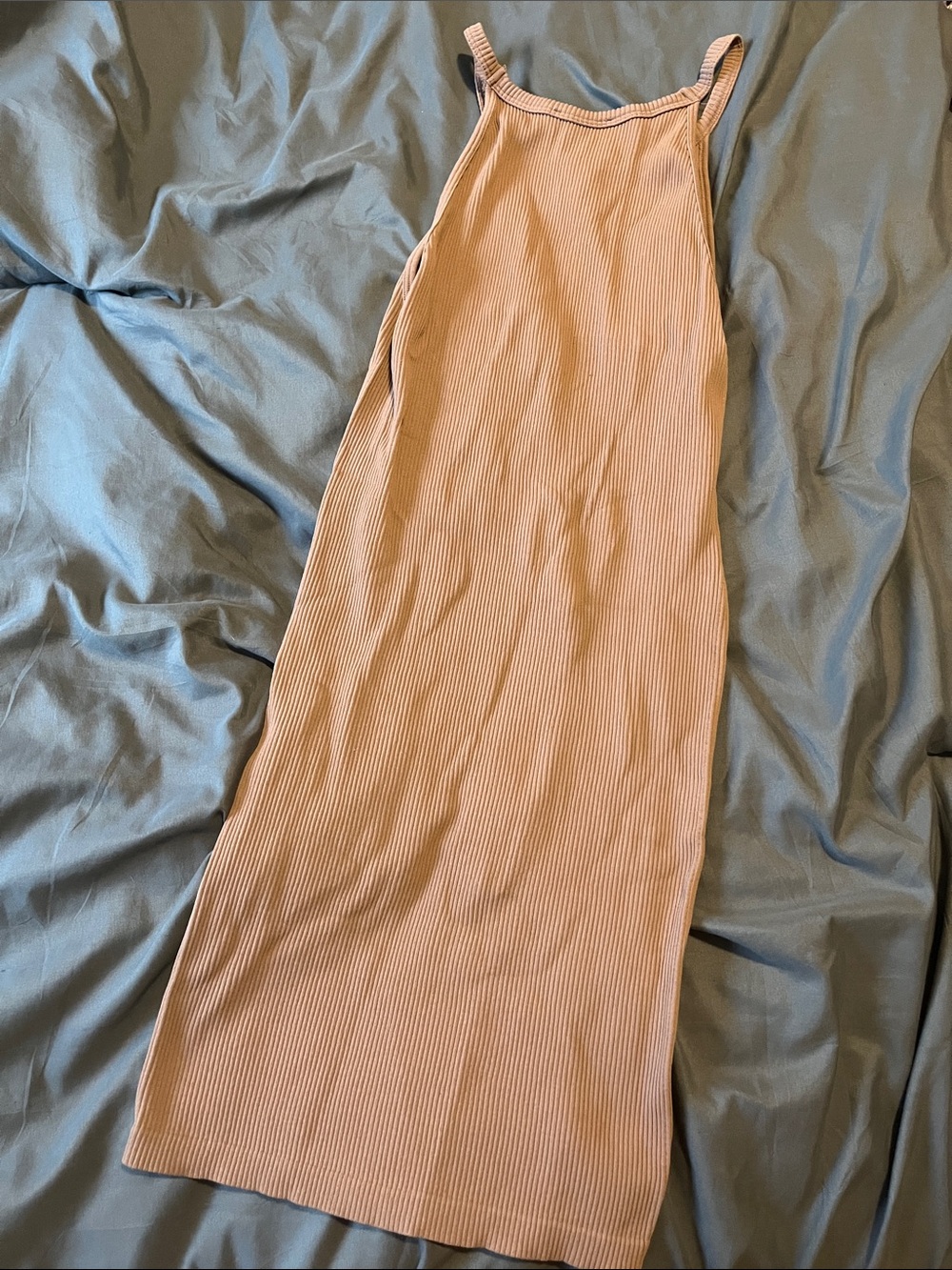Zara Ribbed Halter Dress - Light Brown - Picture 3 of 3